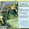 Flier developed by NRS for the first McKay Tract Community Forest Public Meeting.